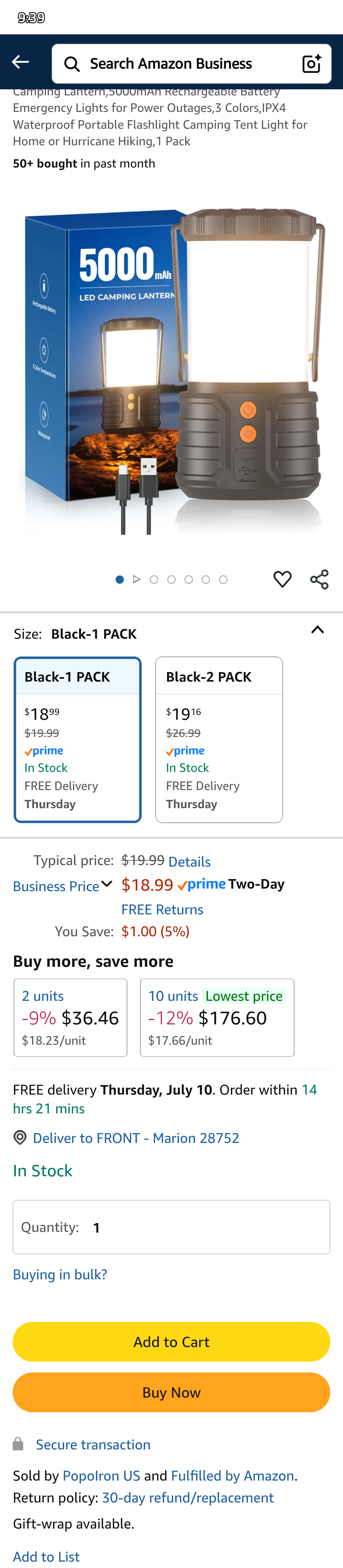 2 Pack rechargeable lanterns